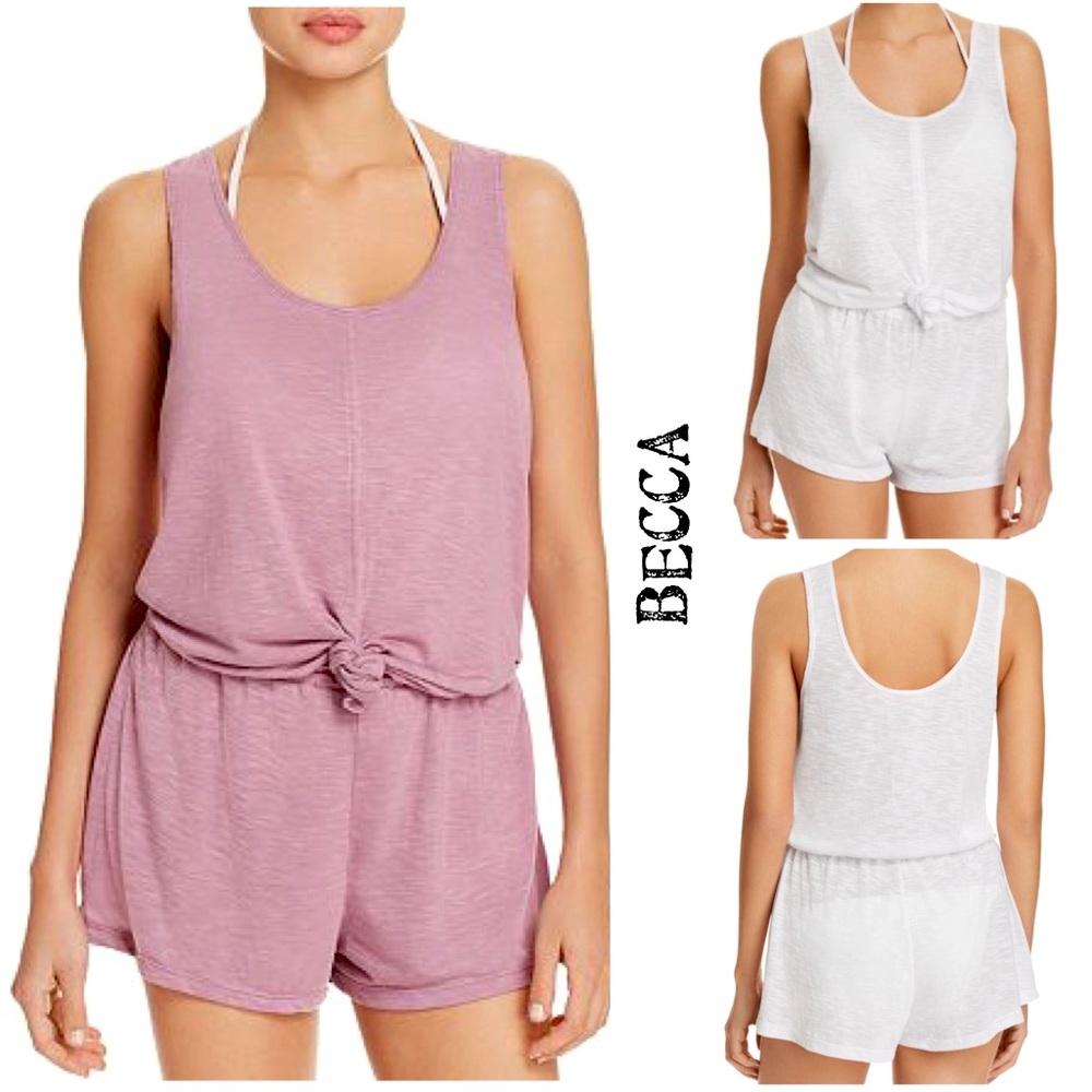 BECCA Breezy Basics Knot Cover Up Romper Sz M